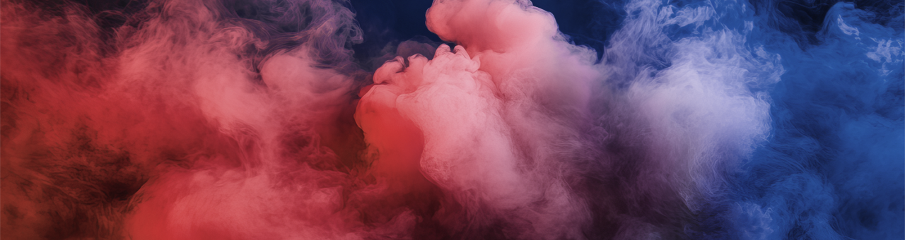 Colored steam in red and blue as a symbol for temperature change